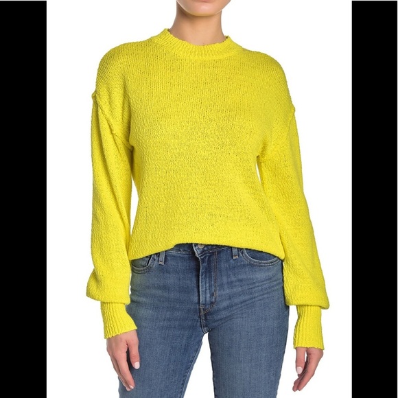 2 FOR $20 Abound NORDSTROM Neon Yellow Sweater Cropped Oversized Dolman M NEW - Picture 1 of 8